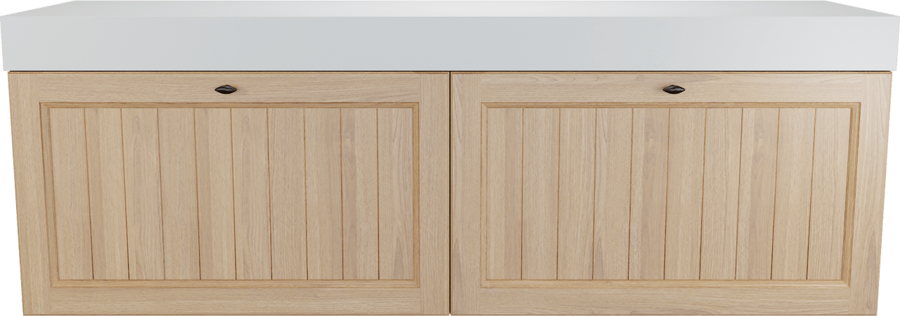 Balmani Lemon meuble salle de bains suspendu 180 x 55 cm, placage chêne naturel avec Dominus tablette simple ou double en blanc mat