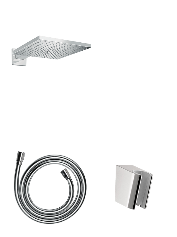 Hansgrohe ShowerTablet Select 700 robinet thermostatique Set de douche pluie encastré avec douche de tête carré 30 x 30 cm Chrome et Blanc Brillants