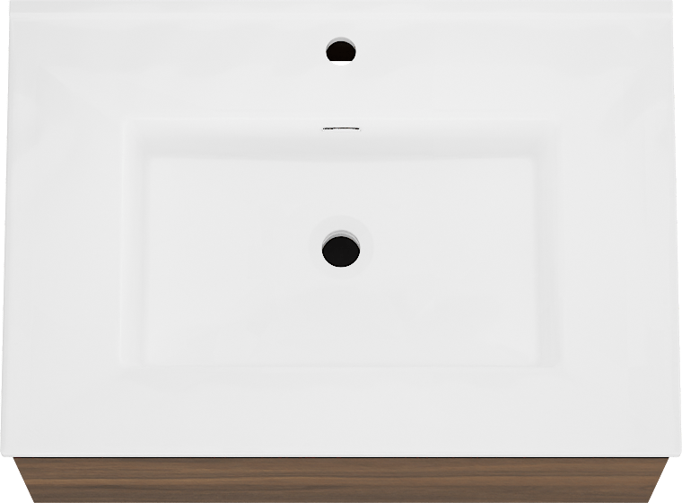 Storke Edge meuble salle de bains suspendu 75 x 52 cm noyer avec Kera plan simple en porcelaine blanc brillant, bonde incluse
