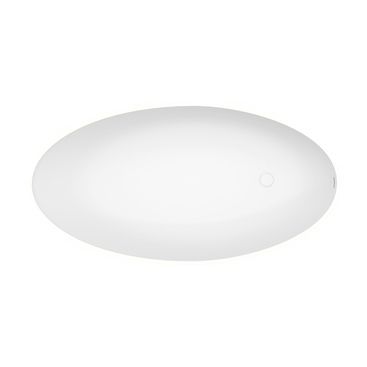Balmani Fahro Ovale Freistehende Badewanne: 160 x 85 cm, Solid Surface, Weiß matt