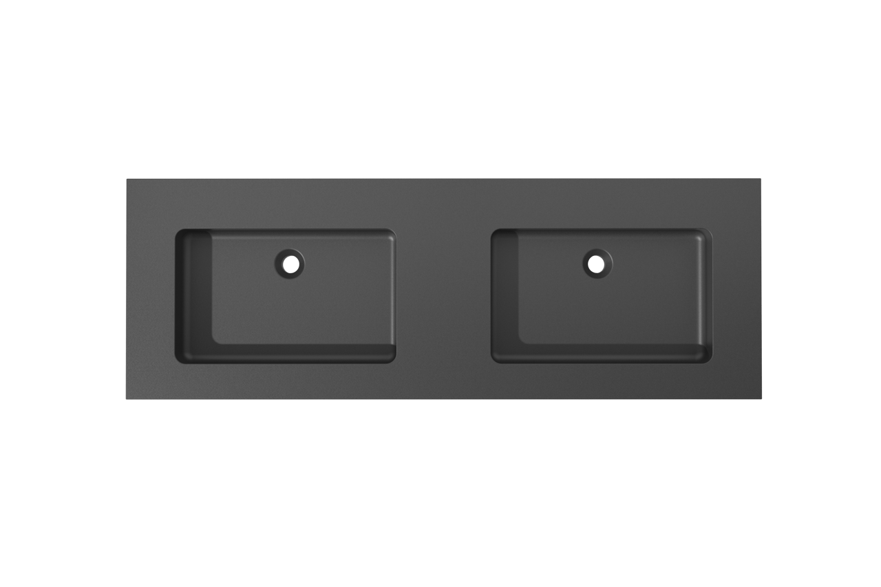 Storke Scuro High Doppelwaschtisch, Quarz matt, 150 x 52 cm