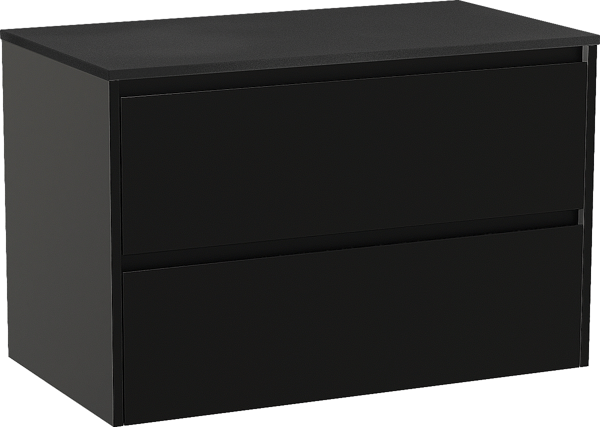 Storke Seda zwevend badkamermeubel 95 x 52 cm mat zwart met Panton enkel tablet in gepoedercoate mdf mat zwart