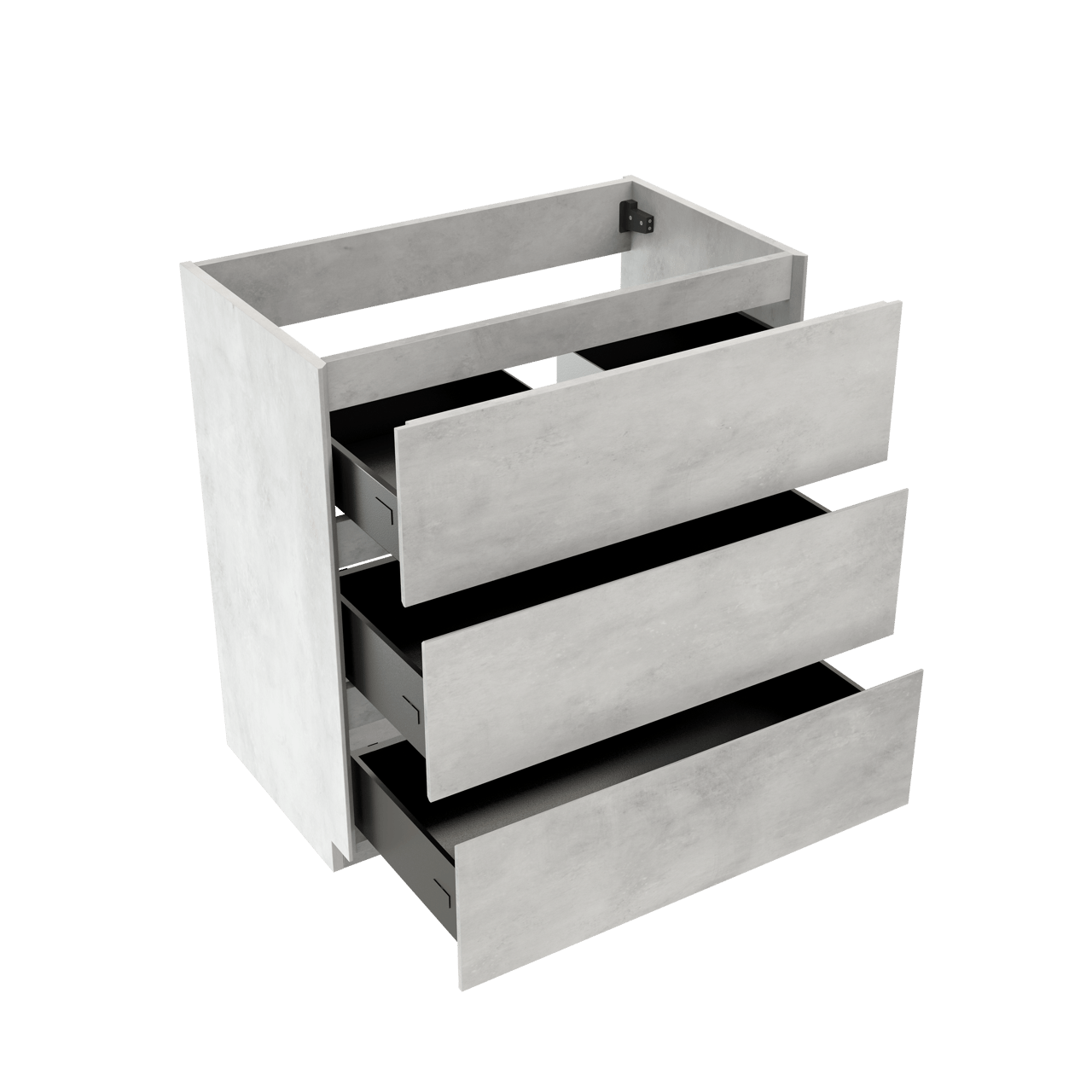 Storke Edge stehender Bad-Unterschrank, 80 x 46 cm, Beton silbergrau, 3 Schubladen