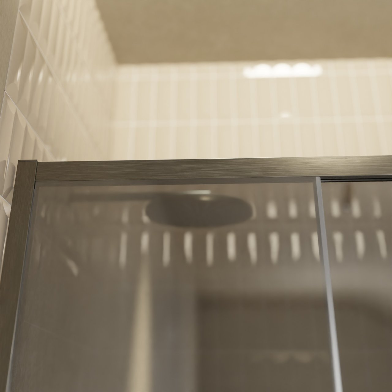 Balmani Senses Design porte coulissante à droite 160 cm x 210 cm verre Miroir Reflex, Profil Brushed GunMetal