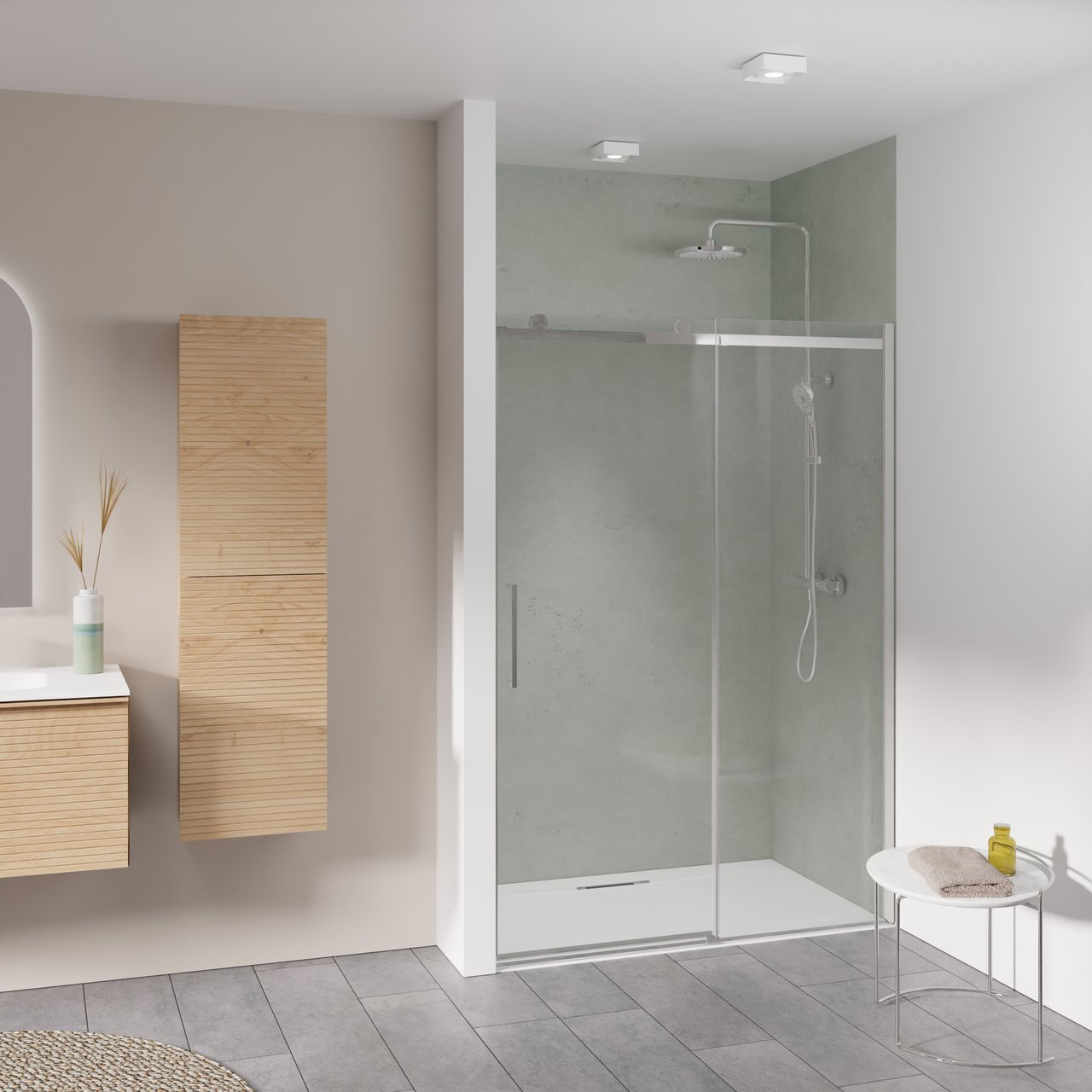 Luca Varess Boltano Dusche Schiebetür 140 cm x 200 cm Klarglas Chrom Profil