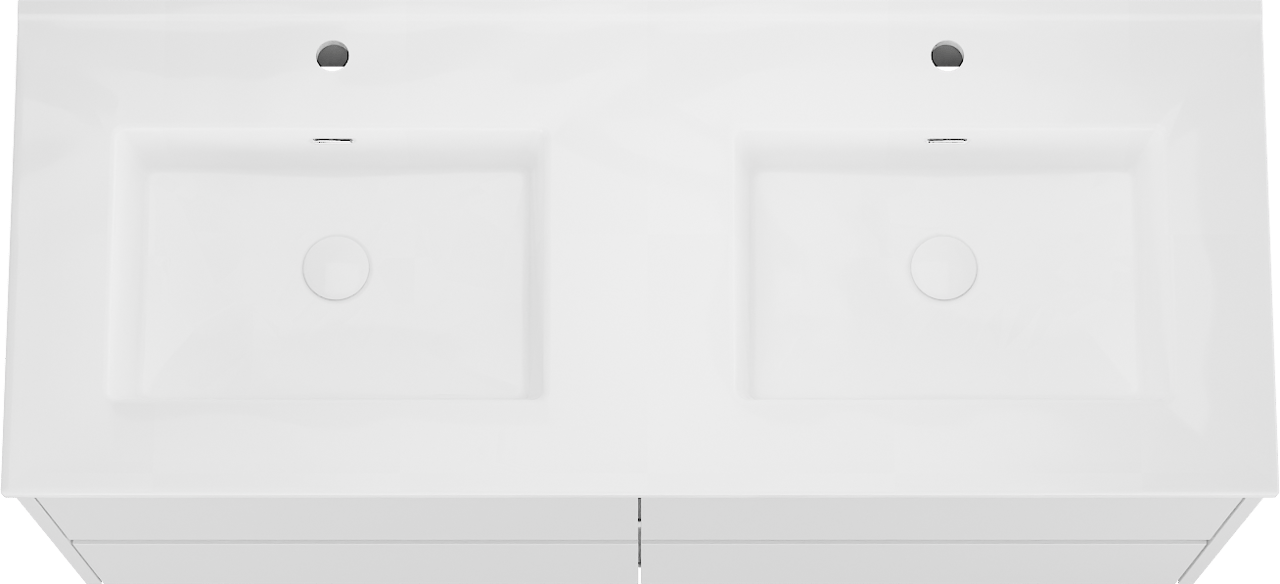 Storke Seda meuble salle de bains suspendu 130 x 52 cm blanc mat avec Kera double vasque en porcelaine blanc brillant, bondes incluses