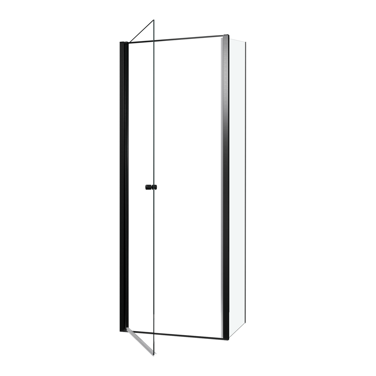 Luca Varess Kuresa douchehoek met draaideur met vaste zijwand 80 x 80 x 200 cm helder glas en mat zwarte profielen