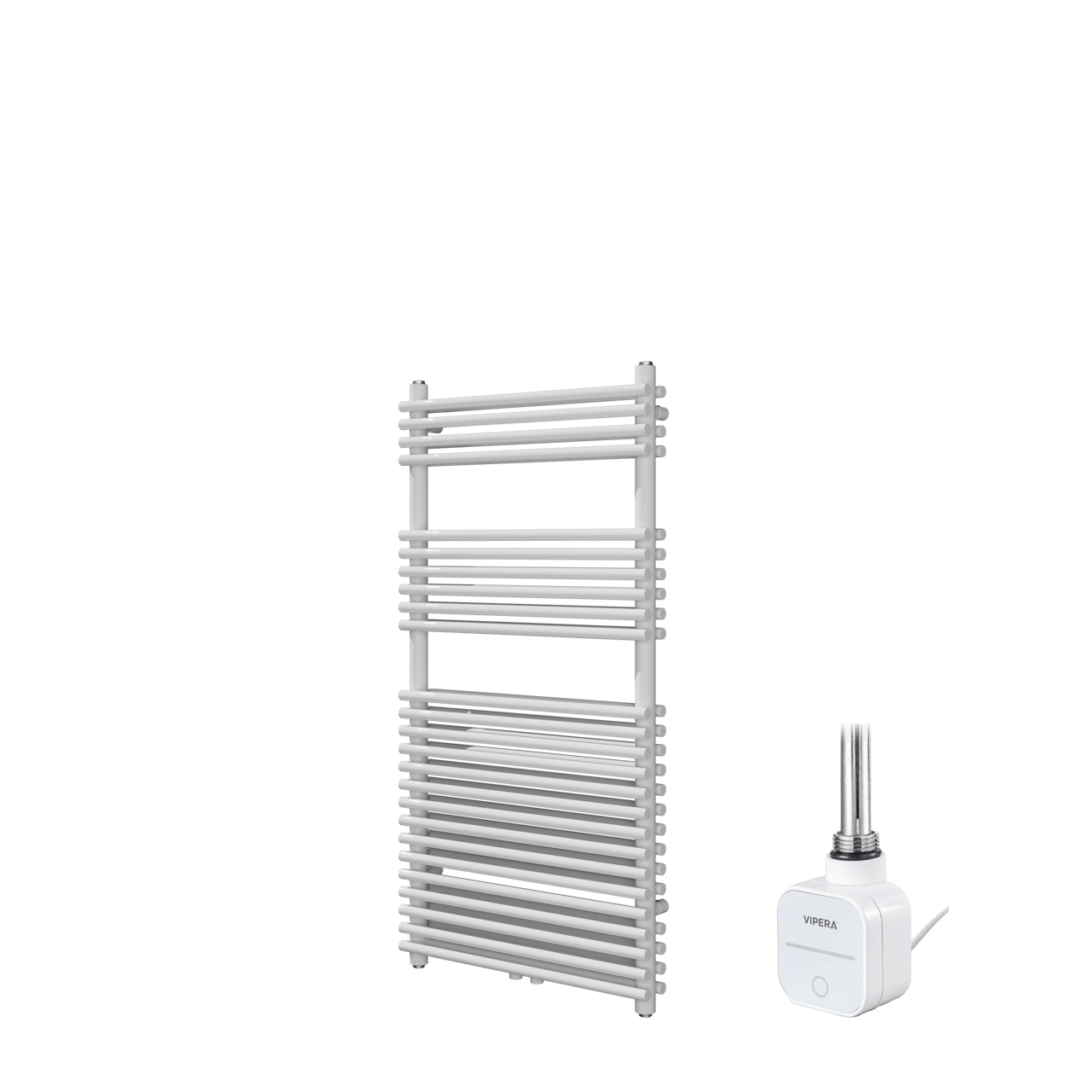 Vipera Alegria sèche-serviettes Doublé 60 x 120 cm chauffage électrique blanc brillant raccordement latéral et central possible 1000W, résistance incluse