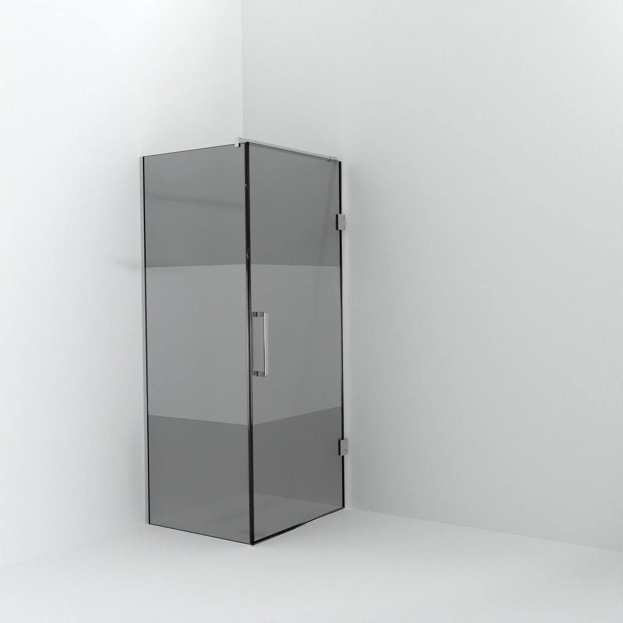 Balmani Modular inloopdouche met deur: 80 x 200 cm met deur 90 cm, Rookglas met matte strook, Glanzend chroom profielen