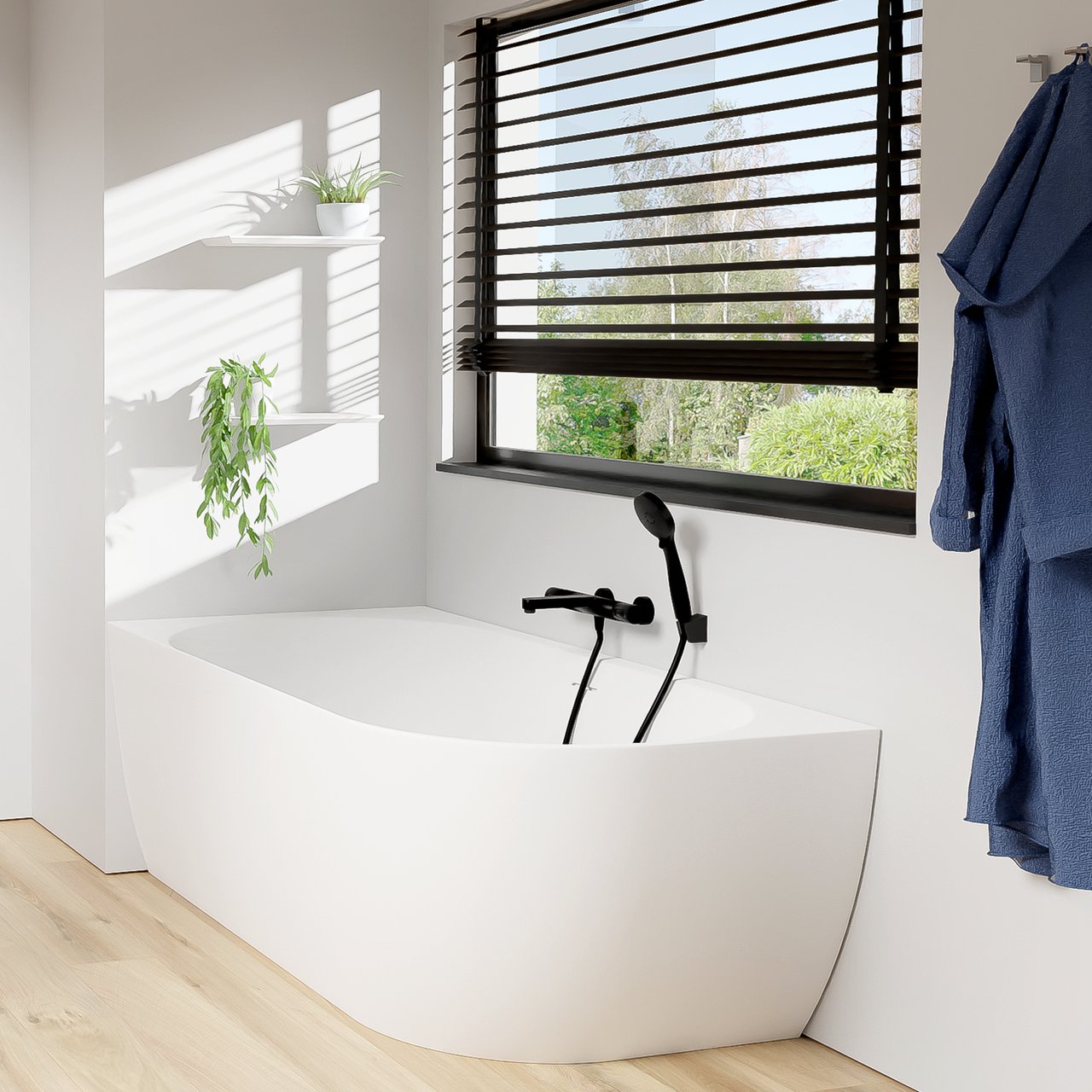 Luca Varess Otello baignoire d'angle gauche duo 170 x 80 cm acrylique blanc mat, bonde incluse