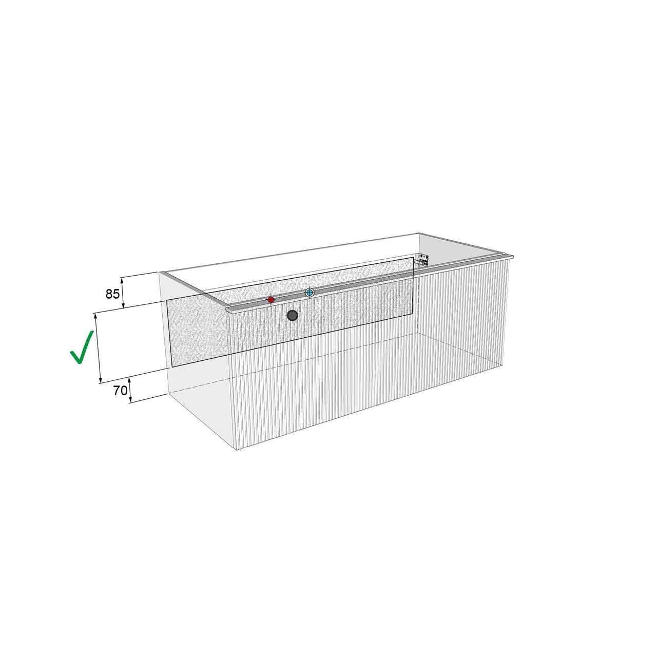 Balmani Forma zwevende wastafelonderkast 120 x 55 cm natuur eik 2 lades vert. sym. groef