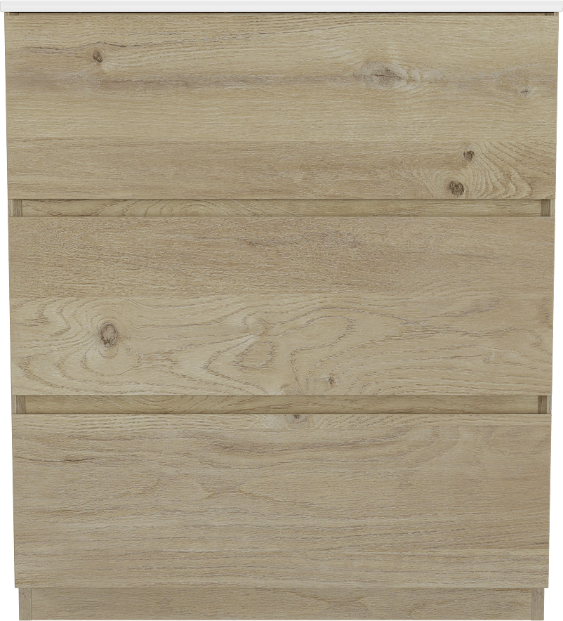 Storke Edge freistehendes Möbelstück Set: 75 x 52 cm, Rohe Eiche, mit Bilia Einzelwaschtisch, Marmorkomposit Weiß glänzend