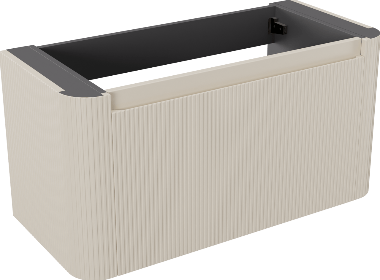 Storke Soft zwevende wastafelonderkast 100 x 46 cm Sand mat 2 lades vert. sym. Groef
