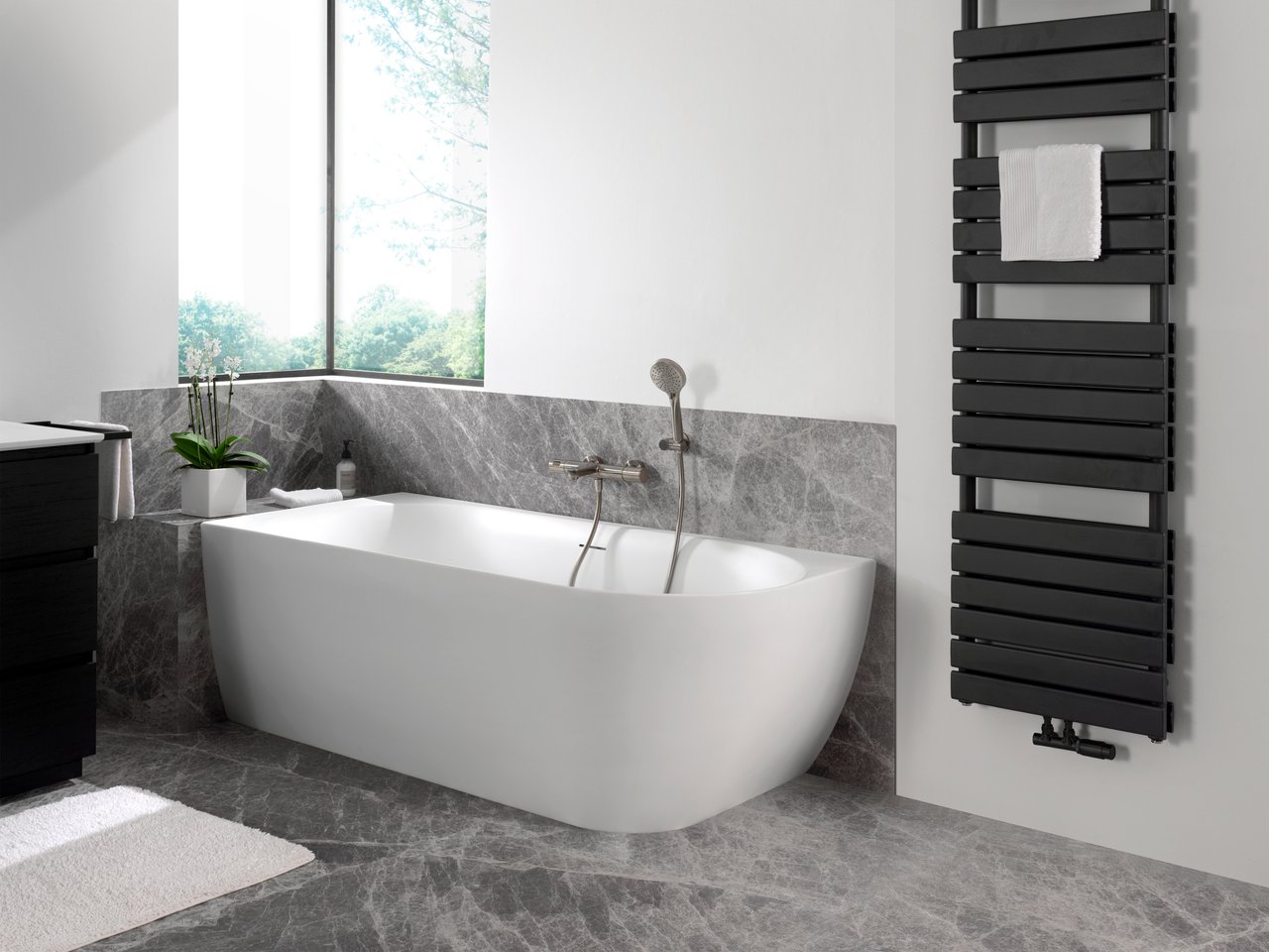 Luca Varess Otello 2-Personen-Eckbadewanne: links, 170 x 80 cm, Acryl, Weiß Glänzend, inklusive Ablaufventil