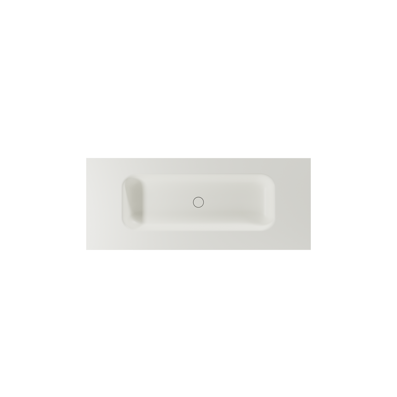 Balmani Arcato enkele wastafel voor 2 kraangaten matte Solid Surface 135 x 55 cm, afvoerplug niet inbegrepen