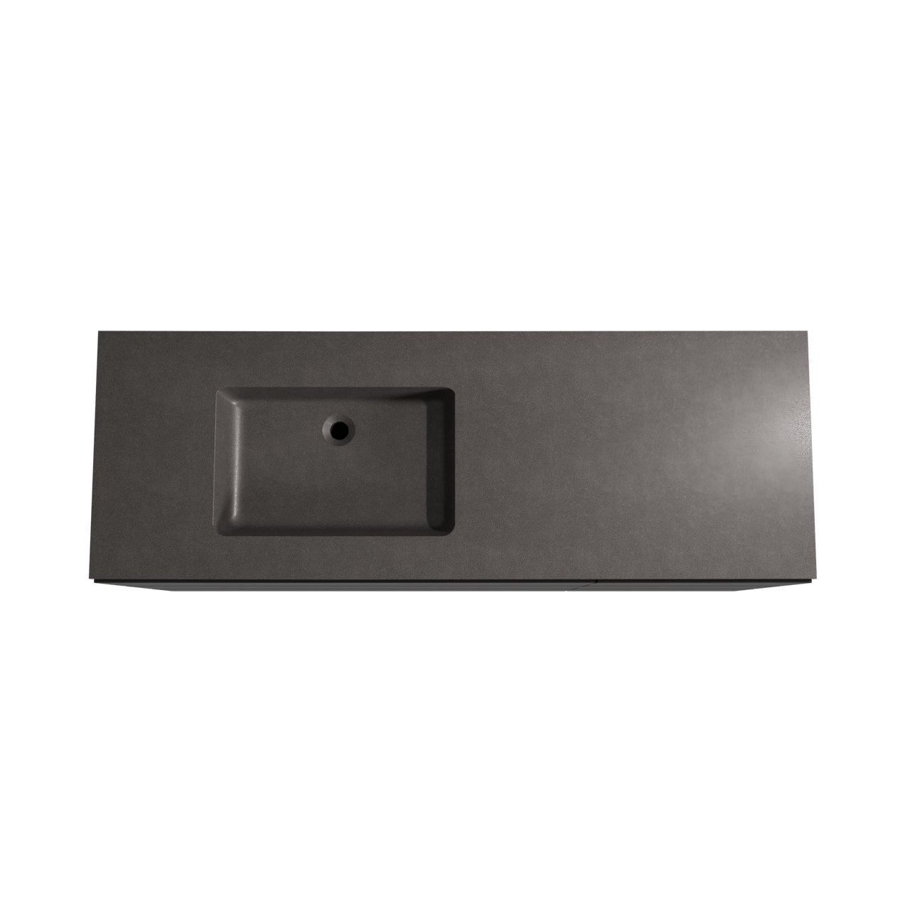 Storke Edge staand badkamermeubel 150 x 52 cm mat zwart met Scuro asymmetrisch linkse wastafel in kwarts mat zwart