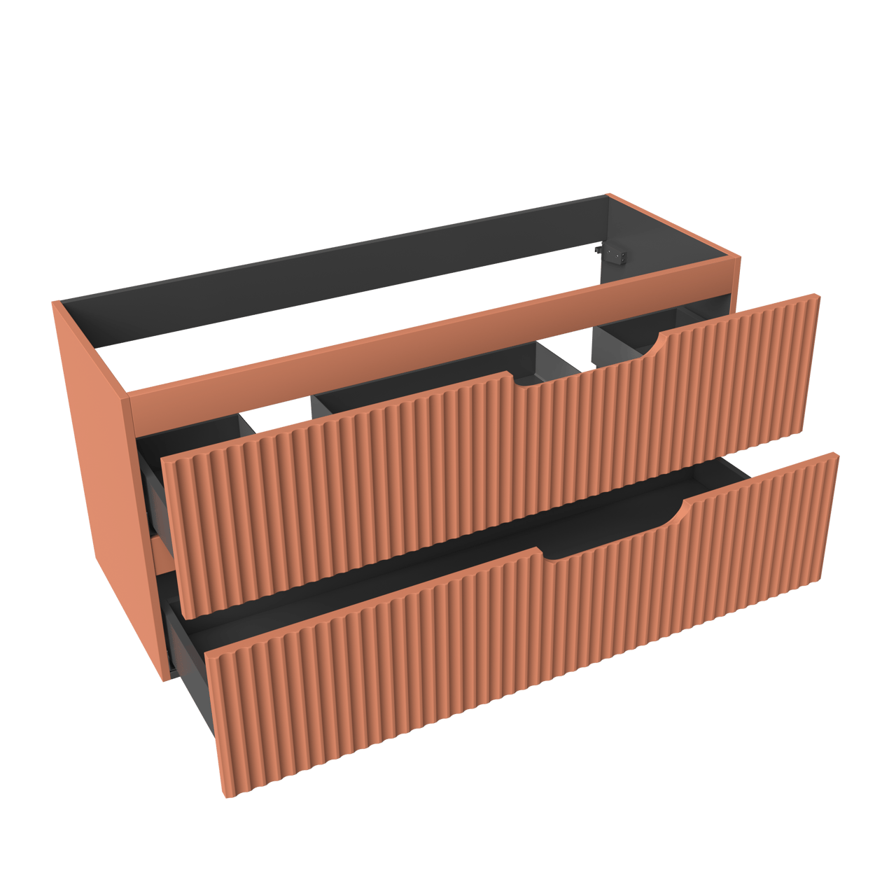 Linie Ribbo hängender Waschbeckenunterschrank: 120 x 46 cm, Cotto, 2 Schubladen