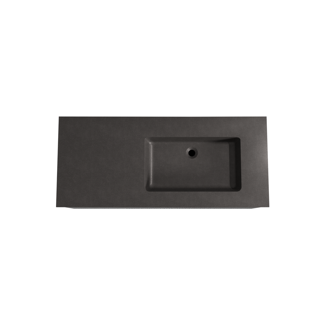 Storke Ribs zwevend badmeubel 120 x 52 cm zwart eiken met Scuro asymmetrisch rechtse wastafel in kwarts mat zwart, Verticale asymmetrische rechte ribbel