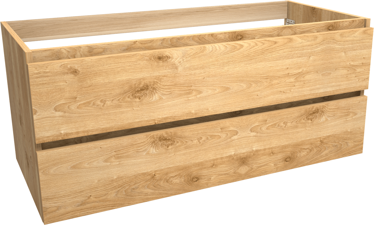 Balmani Lucida hängender Waschbeckenunterschrank: 120 x 55 cm, Eiche rustikal, 2 Schubladen