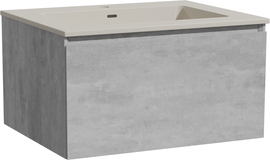 Storke Edge zwevend badmeubel 65 x 52 cm beton donkergrijs met Diva enkele wastafel in top solid zijdegrijs