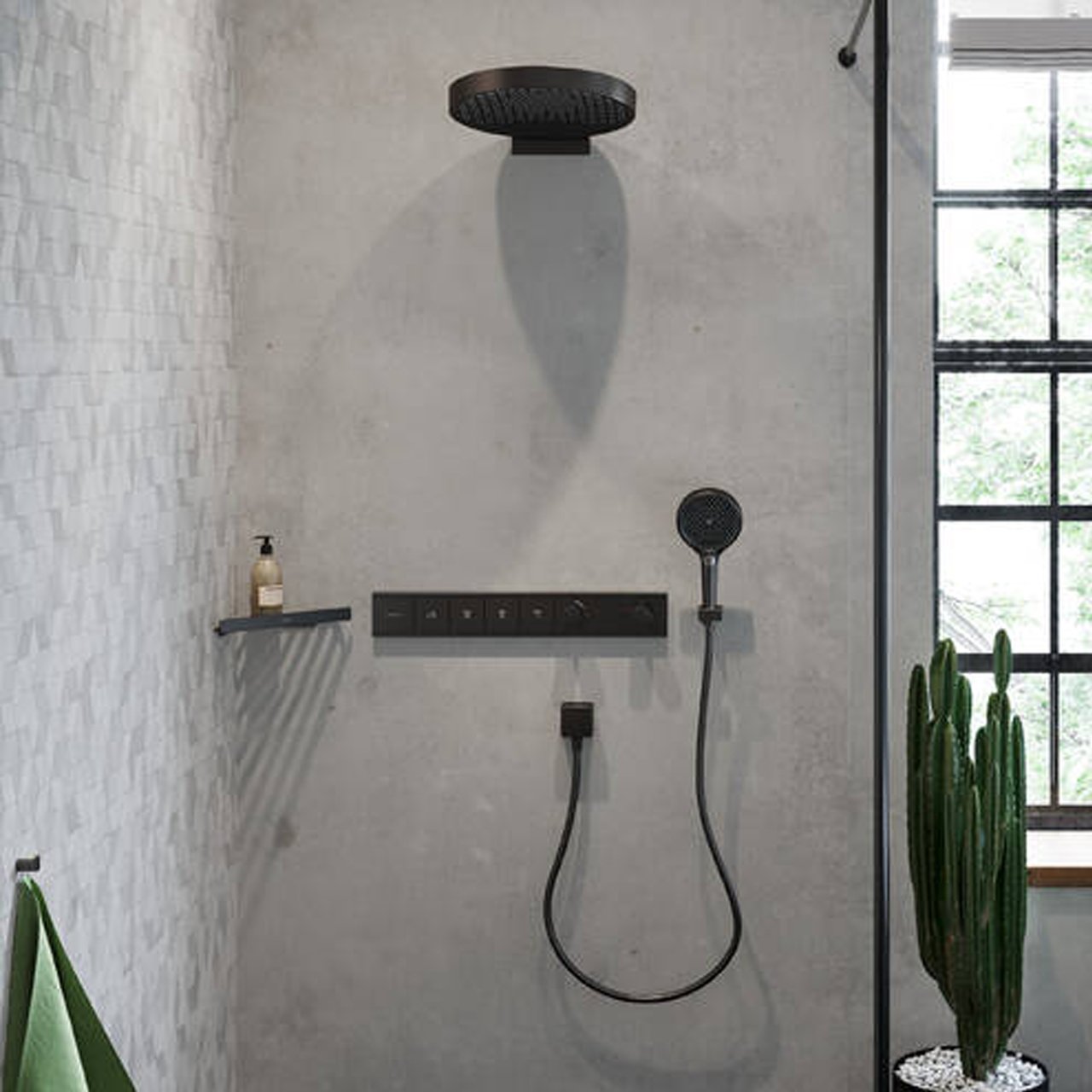 Hansgrohe Rainfinity 360 Duschkopf Rund, Ø 36 cm, Wandmontage, Schwarz matt