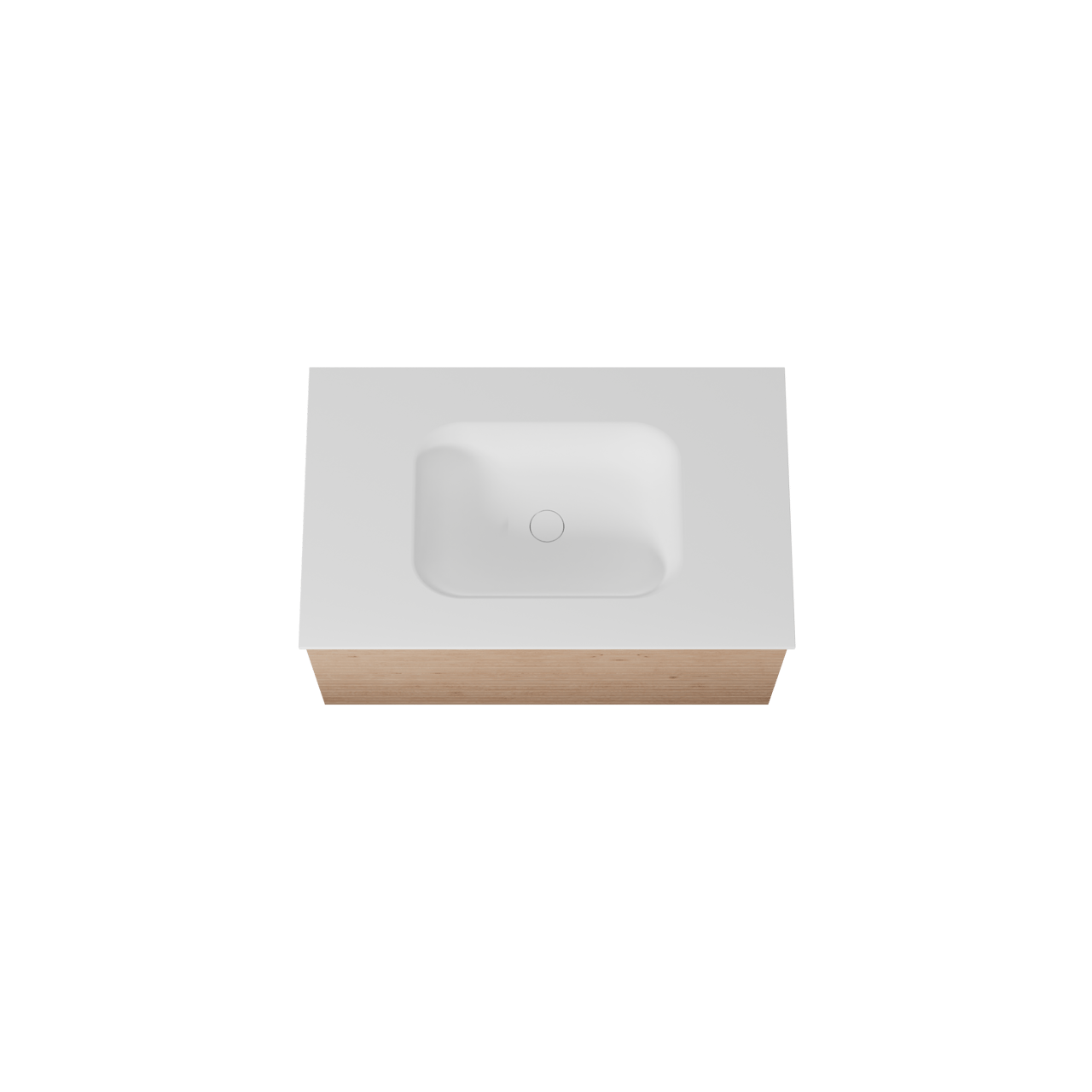 Balmani Forma meuble salle de bains suspendu 90 x 55 cm chêne naturel avec Tablo Arcato plan simple en solid surface blanc mat, Nervure droite symétrique horizontale