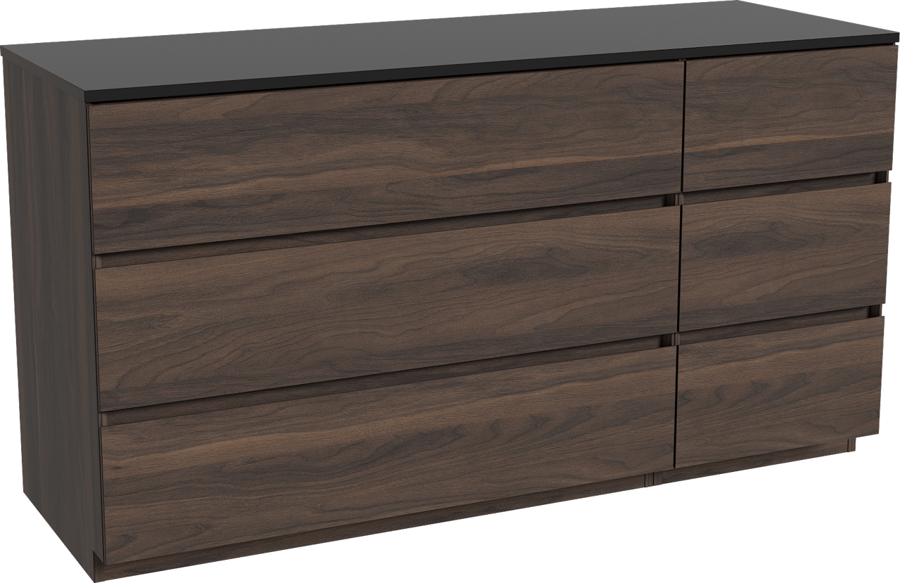 Storke Edge freistehendes Möbelstück Set: 150 x 52 cm, Nussbaum, mit Panton Einzel- oder Doppel Waschtischplatte, Pulverbeschichtetes MDF Schwarz matt