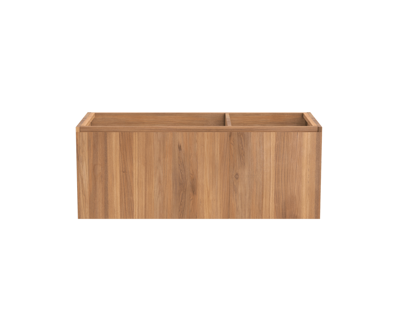 Balmani Idra by Mitra hängender Waschbeckenunterschrank: 120 x 55 cm, asymmetrisch links, Teak, 4 Schubladen