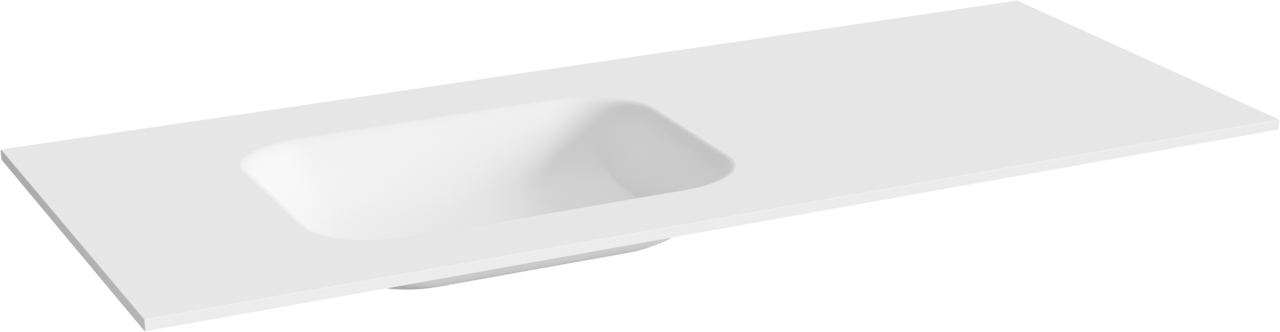 Balmani Tablo Arcato asymmetrisch linkse wastafel matte solid surface 135 x 55 cm, afvoerplug inbegrepen