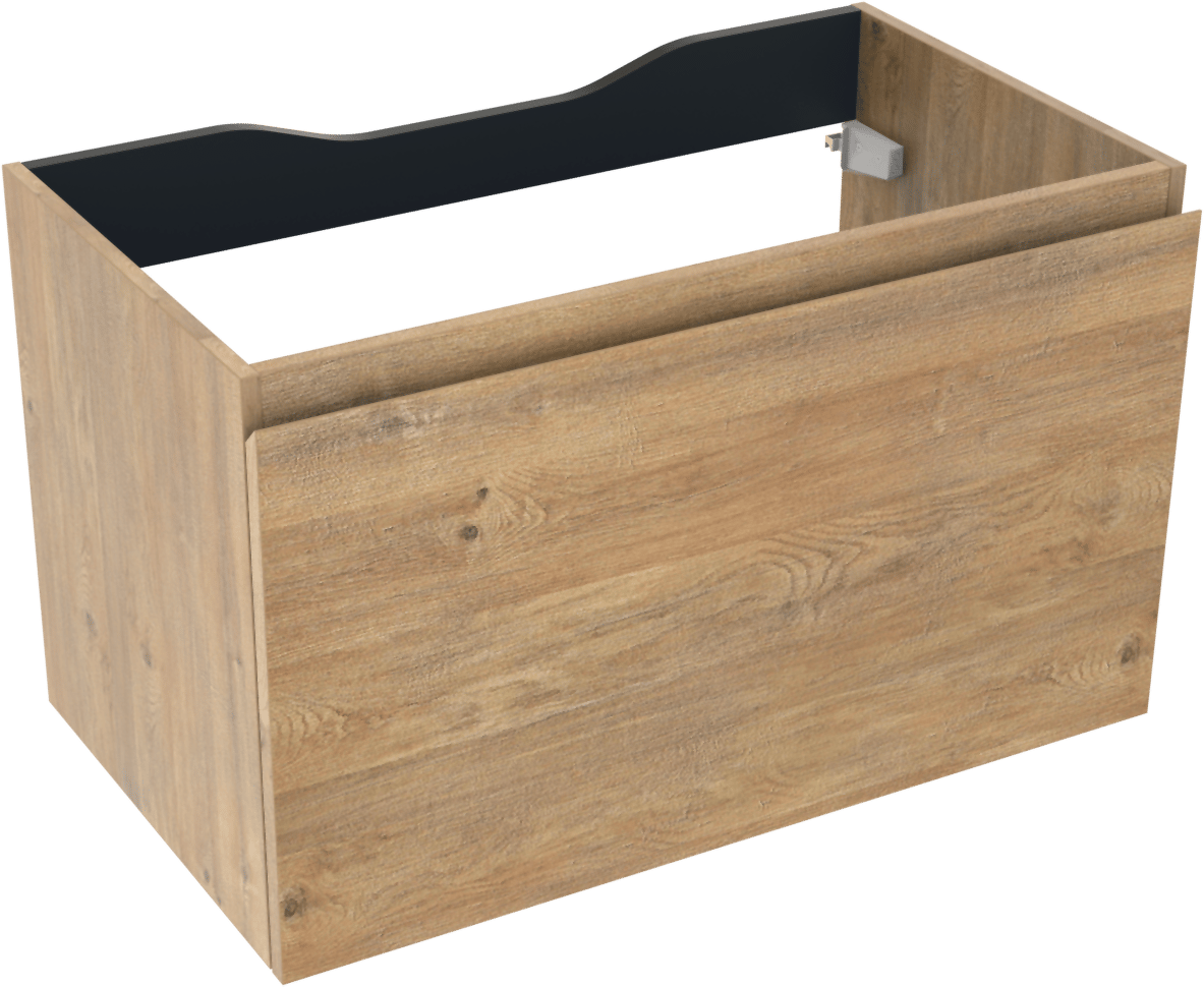 Linie Lado zwevend badkamermeubel 80 x 46 cm natuur eik met Lado enkel tablet in melamine leisteen grijs
