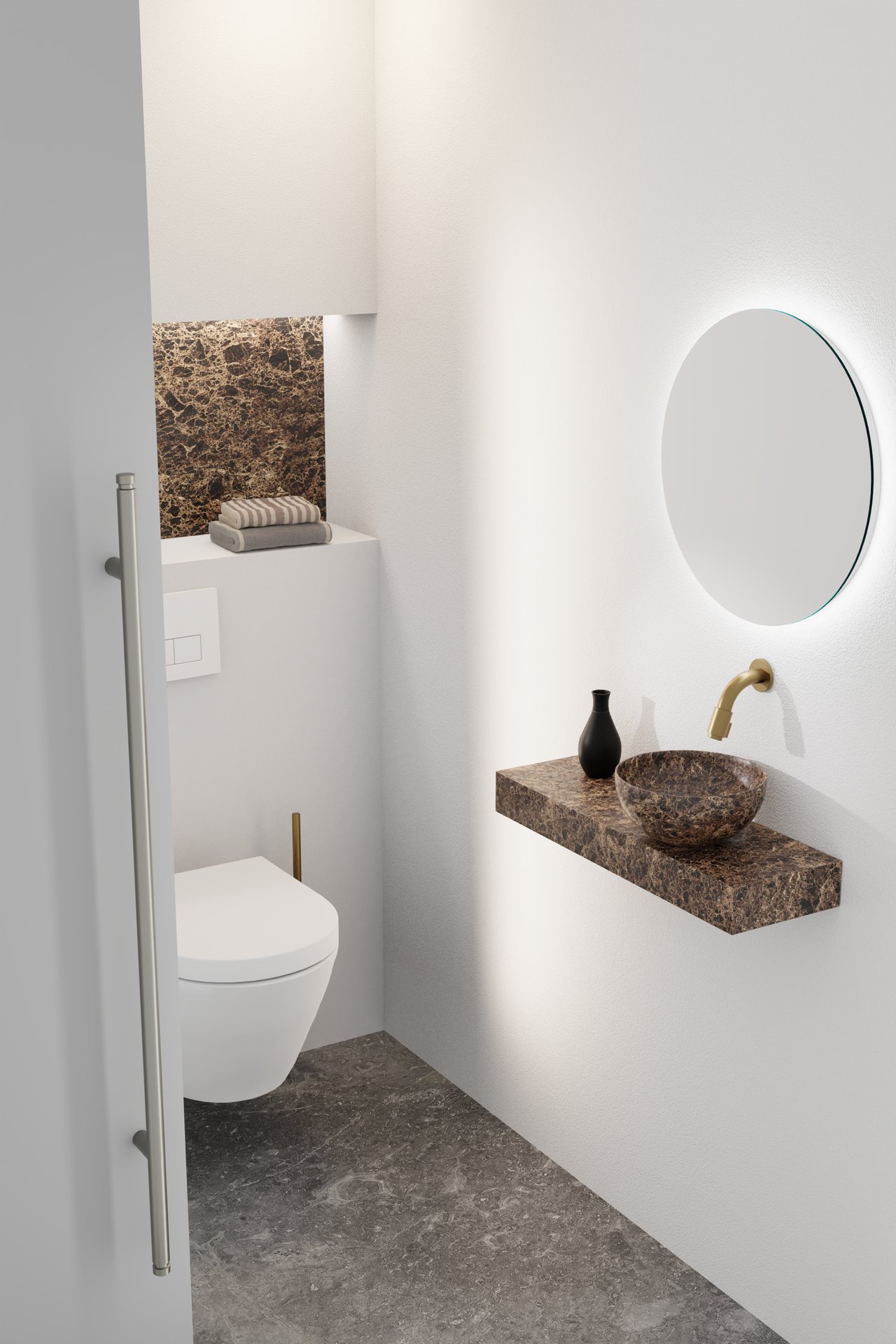 Balmani Nova handenwasser 60 x 20 cm Dark Emperador marmer