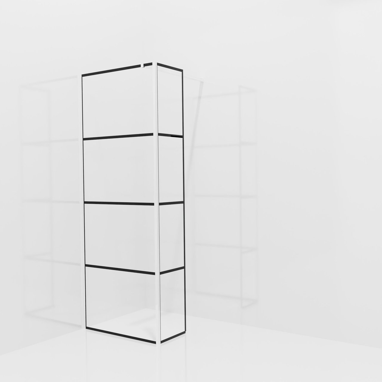 Balmani Modular inloopdouche met vaste zijwand: 80 x 200 cm, Lined, Hoogglans chroom profielen