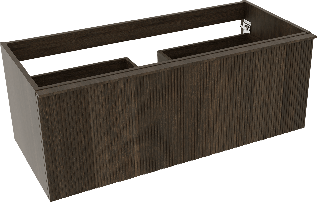 Balmani Forma zwevende wastafelonderkast 120 x 55 cm gerookte eik 2 lades vert. sym. groef