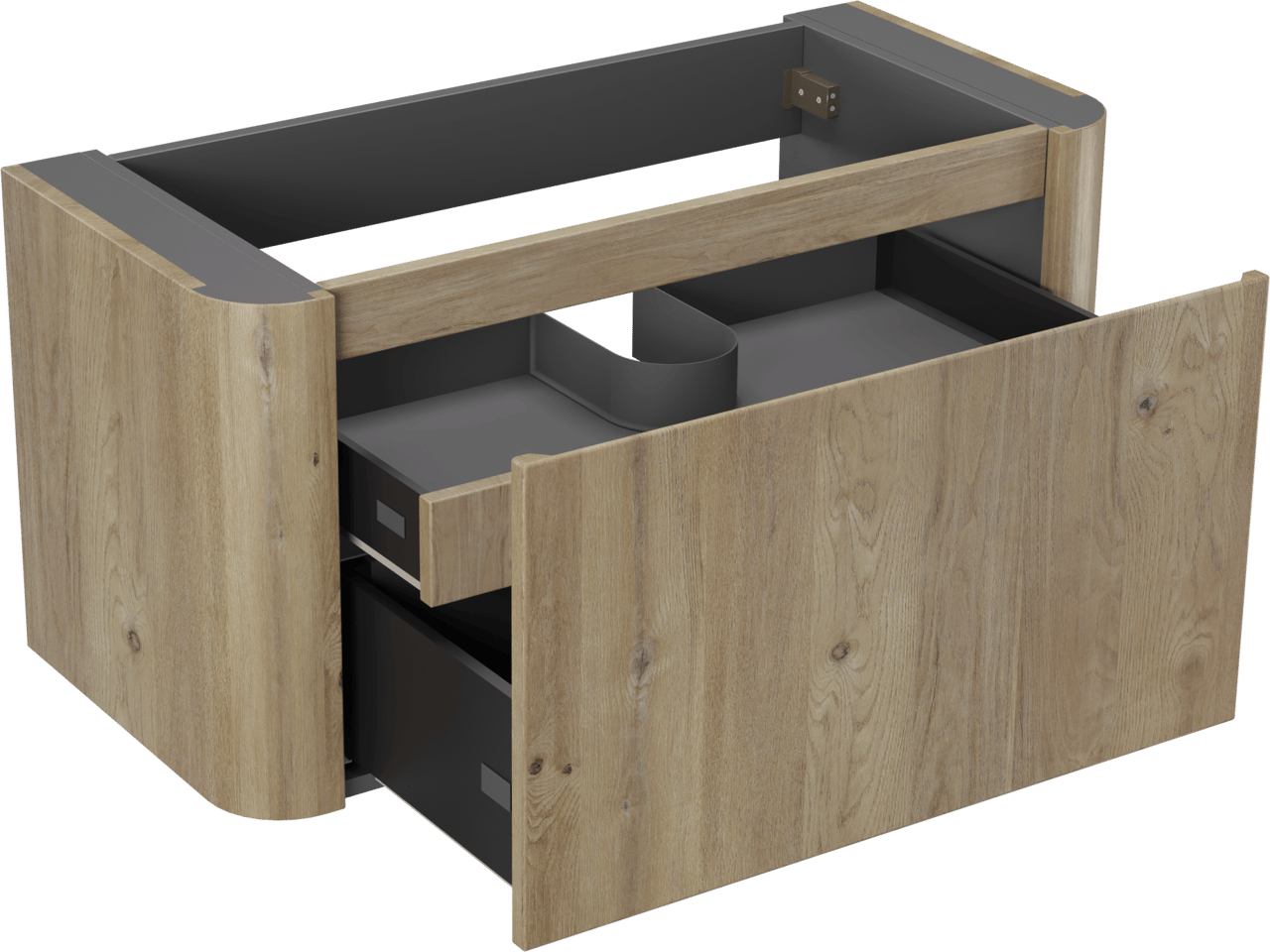 Storke Soft meuble sous-lavabo suspendu 100 x 46 cm Chêne brut 2 tiroirs
