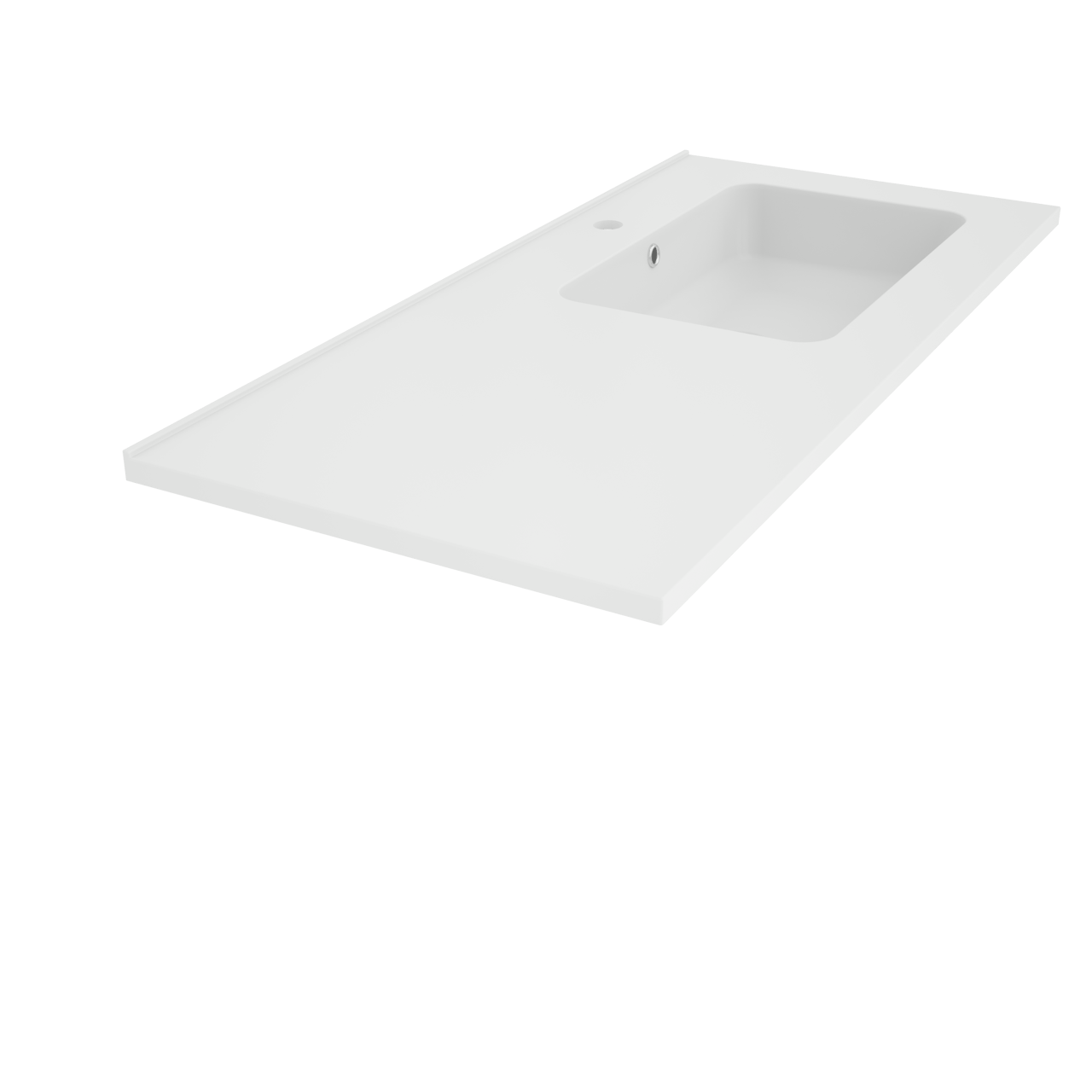 Linie Vano vasque asymétrique droite marbre composite mat 100 x 46 cm