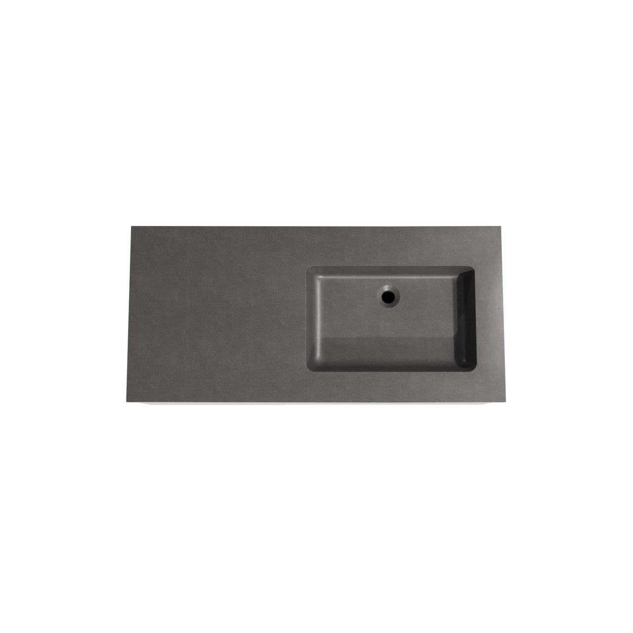 Storke Edge meuble salle de bains suspendu 110 x 52 cm blanc mat avec Scuro plan vasque asymétrique à droite en quartz noir mat
