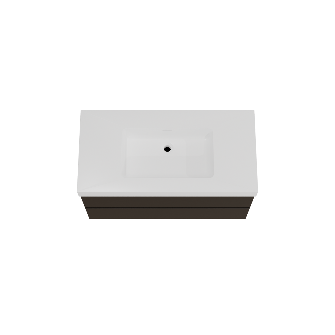 Storke Edge zwevend badmeubel 105 x 52 cm mat zwart met Mata High enkele wastafel in solid surface mat wit