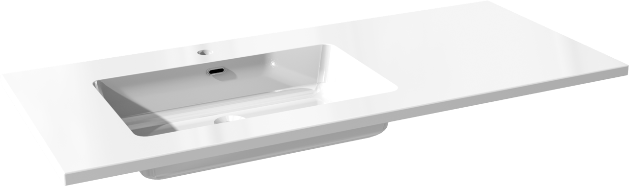 Storke Diva asymmetrisch linkse wastafel glanzend composiet marmer 120 x 52 cm combinatie kast 35 cm