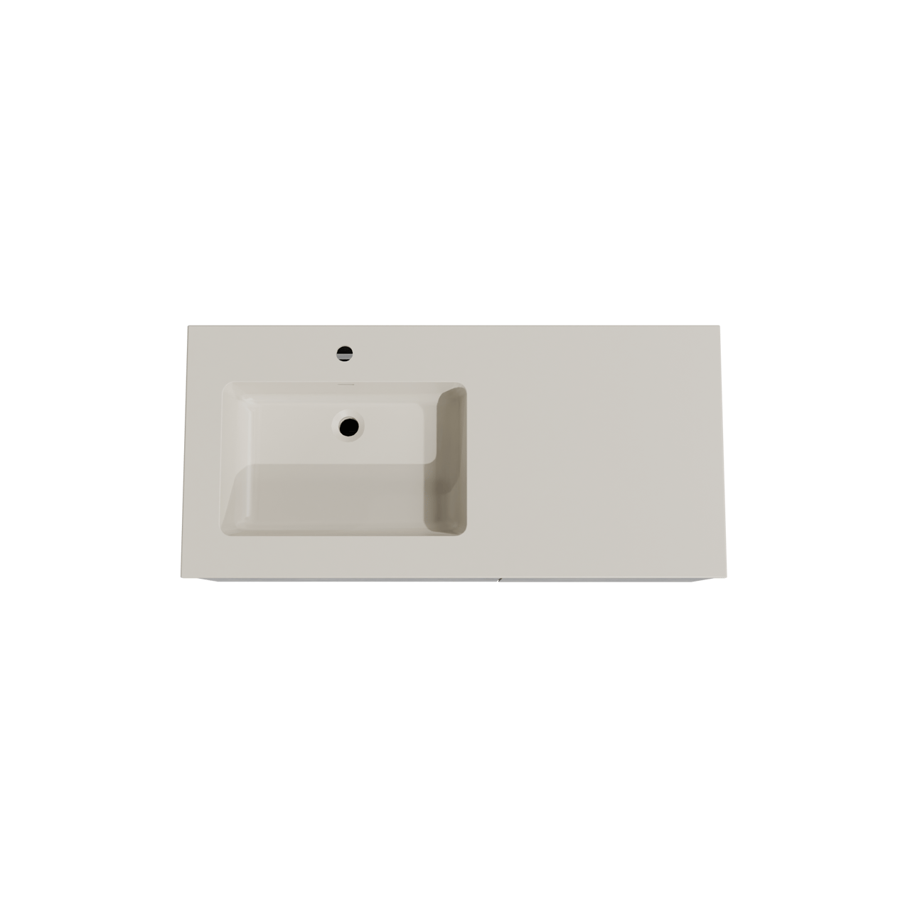 Storke Edge meuble salle de bains suspendu 110 x 52 cm béton gris foncé avec Diva plan vasque asymétrique à gauche en top solid soie grise