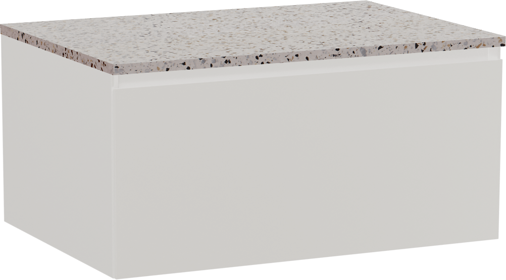Storke Edge zwevend badkamermeubel 75 x 52 cm mat wit met Tavola enkel tablet in mat wit/zwart terrazzo