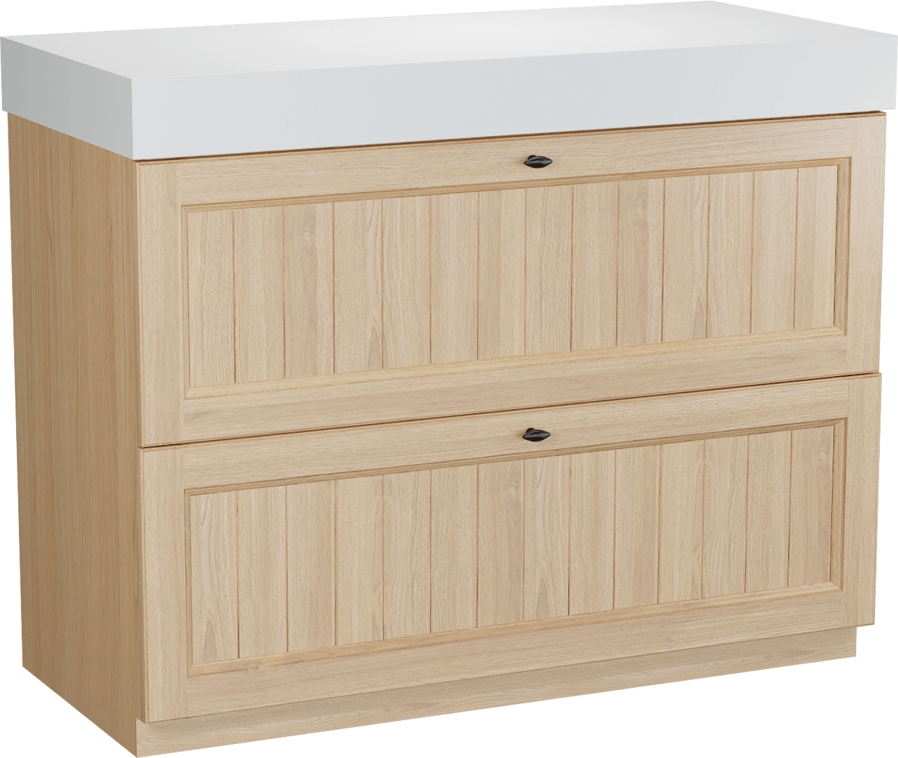 Balmani Lemon staand badkamermeubel 120 x 55 cm, fineer natuur eik met Dominus enkel of dubbel tablet in mat wit