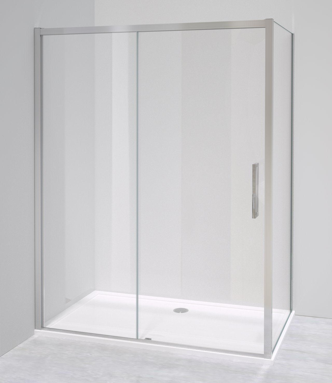 Luca Varess Senses douchehoek met schuifdeur en vaste zijwand 90 x 160 cm helder glas glanzend chroom profiel