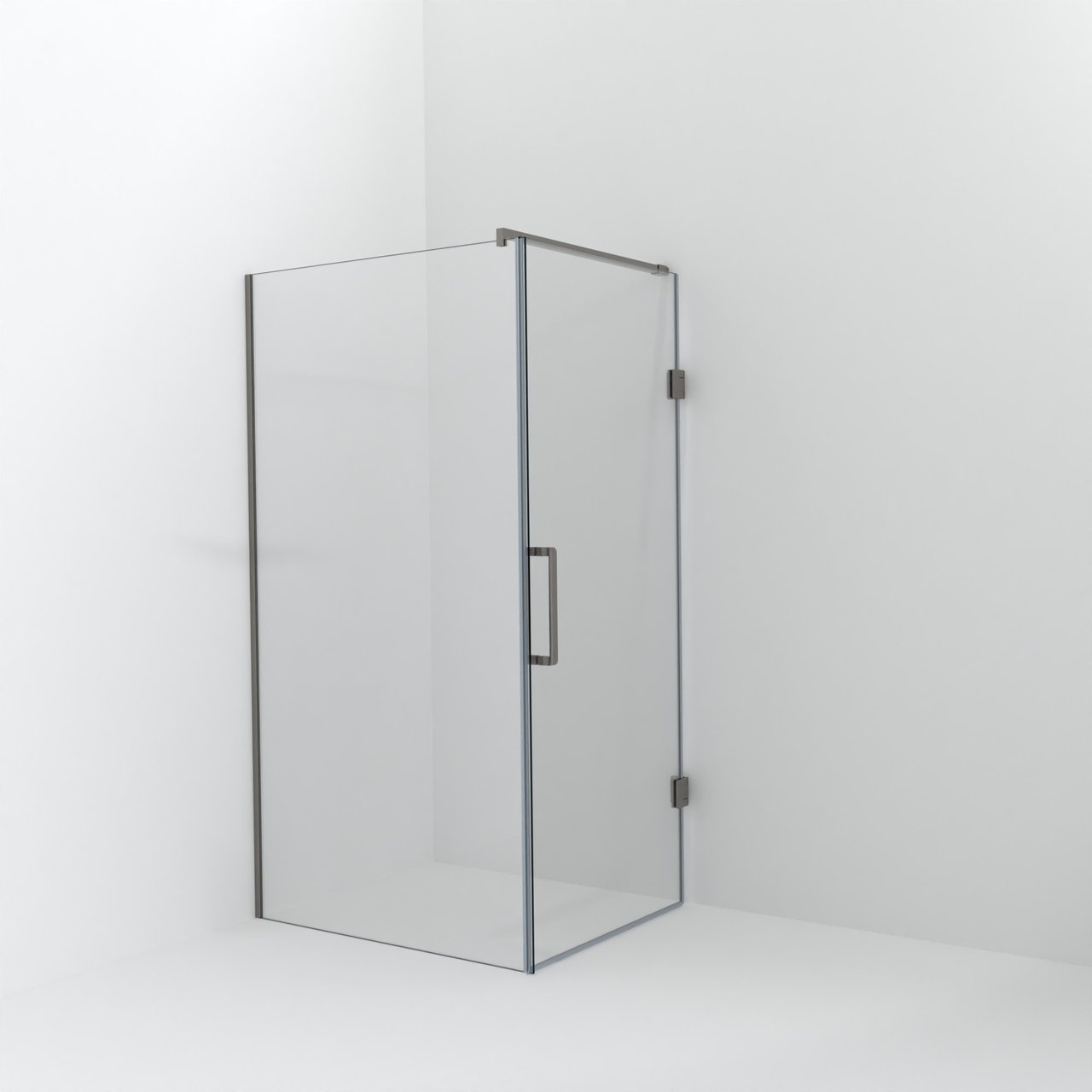 Balmani Modular inloopdouche met deur: 110 x 200 cm met deur 90 cm, Helder glas, Brushed Inox profielen