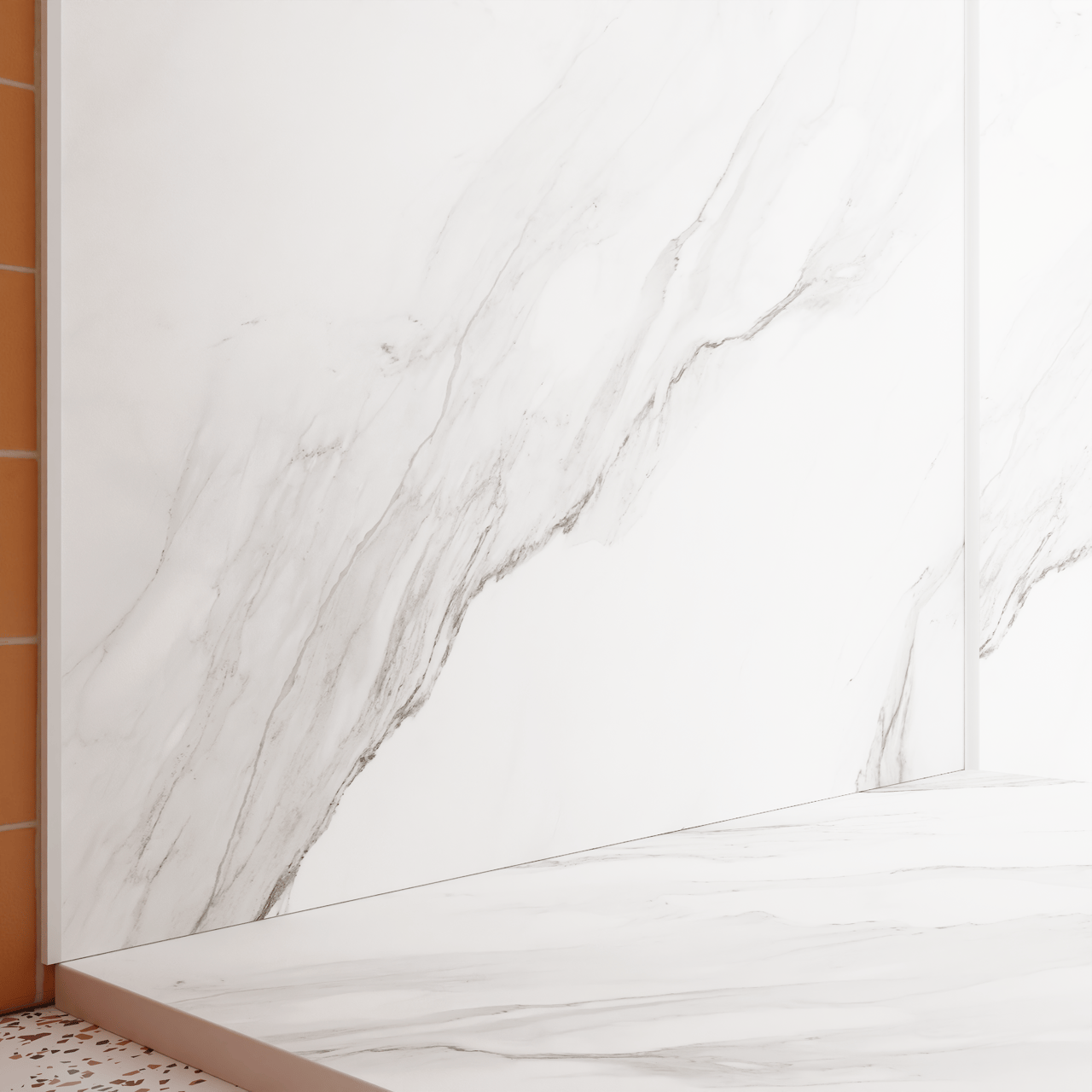 Luca Varess Suite receveur de douche 120 x 90 cm marbre composite Marble White 