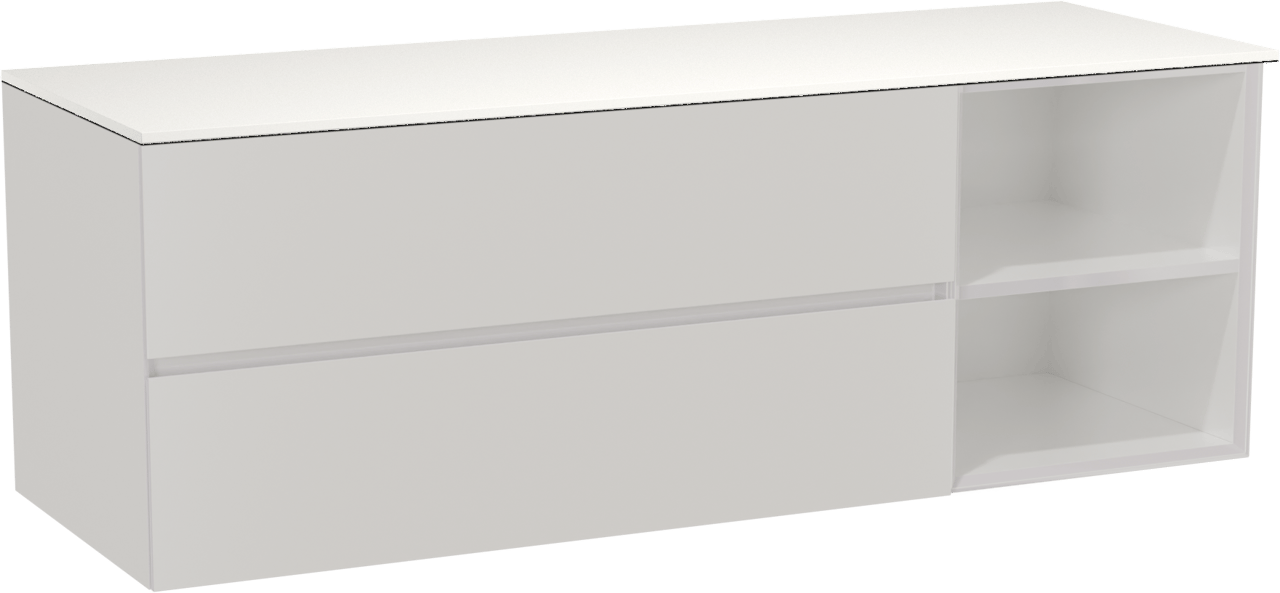 Storke Edge zwevend badmeubel 150 x 52 cm hoogglans wit met Tavola enkel of dubbel wastafelblad in solid surface mat wit
