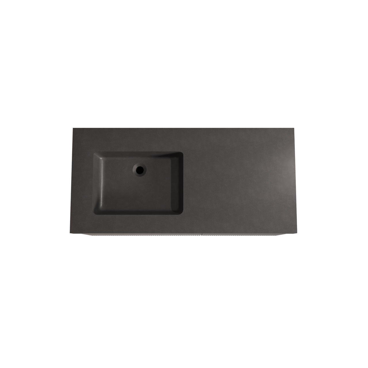 Storke Ribs zwevend badmeubel 110 x 52 cm notenhout met Scuro High asymmetrisch linkse wastafel in kwarts mat zwart, Verticale symmetrische rechte ribbel