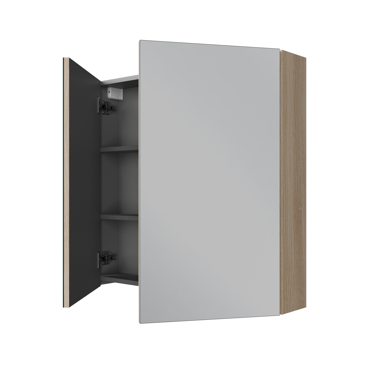 Linie Montro Spiegelschrank Bad: 80 x 75 cm, Eiche hell