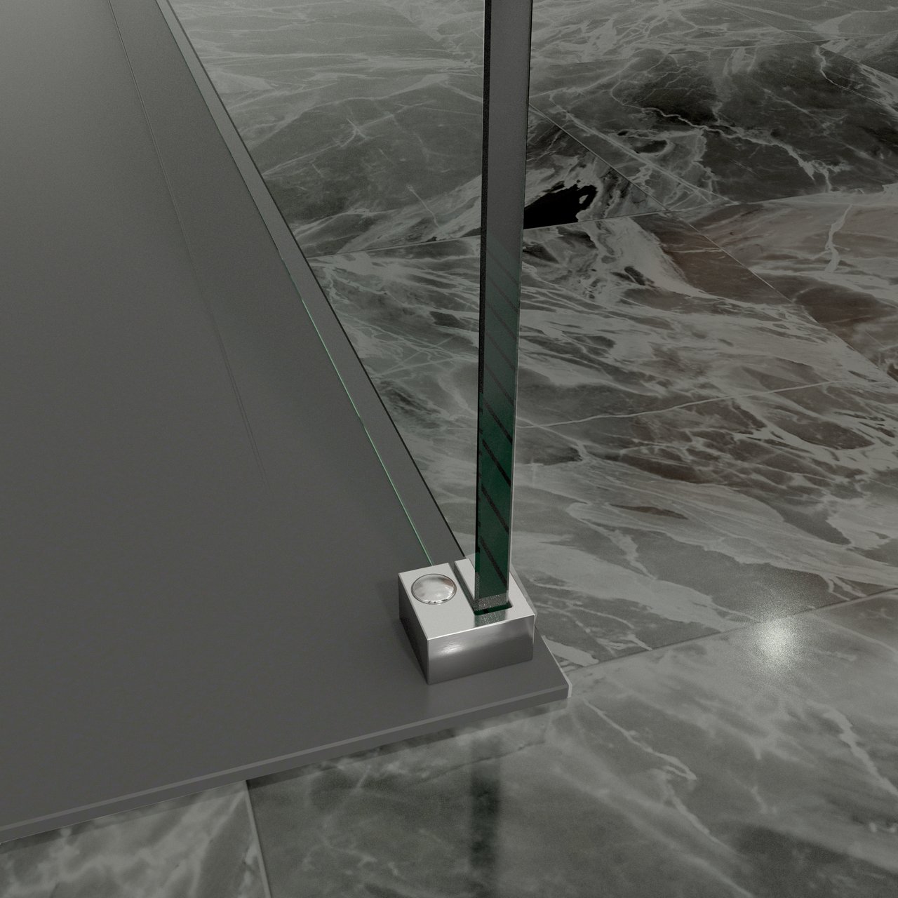 Balmani Modular Walk-In-Dusche 80 x 200 cm, Klarglas mit mattiertem Streifen, Profil chrom glänzend