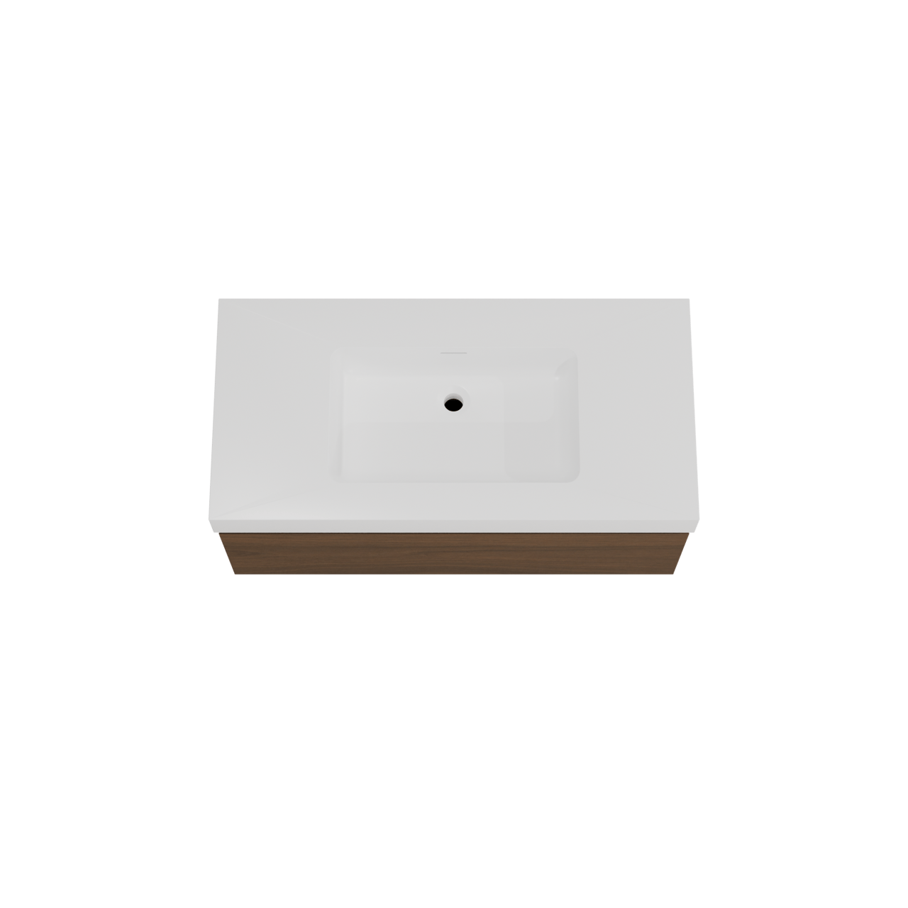 Storke Edge hängendes Möbelstück Set: 105 x 52 cm, Nussbaum, mit Mata High Einzelwaschtisch, Solid Surface Weiß matt