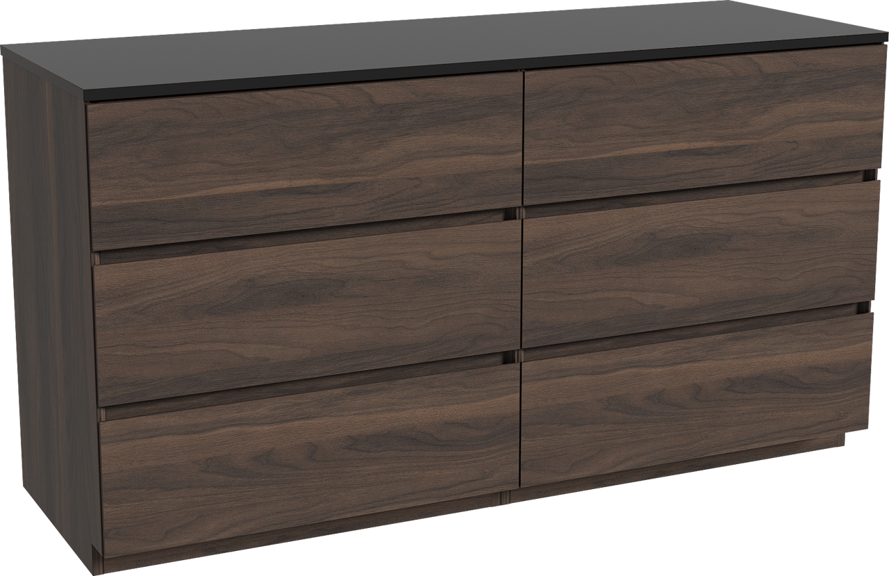 Storke Edge staand badkamermeubel 150 x 52 cm notelaar met Panton enkel of dubbel tablet in gepoedercoate mdf mat zwart